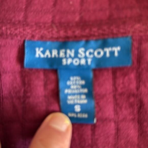 Karen Scott Sport Full Front Zip Women's Maroon Vest Zip Pockets sz S - Picture 3 of 5